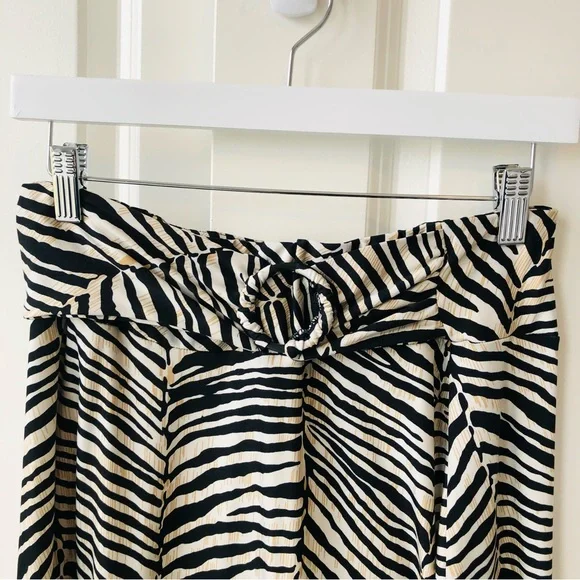 Robert Luis maxi skirt animal print tan, white and black, plastic ring belt sz.S - Picture 5 of 7